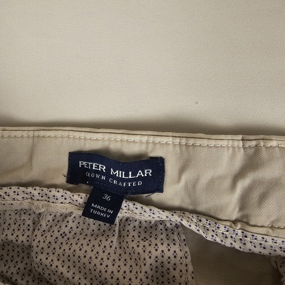 Peter Millar Crown Crafted Golf Shorts Stone Garment Dyed Size 36 STAINED - Picture 4 of 15